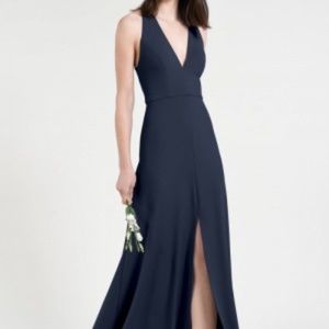 Jenny Yoo Margot Midnight crepe gown v-neck size 4